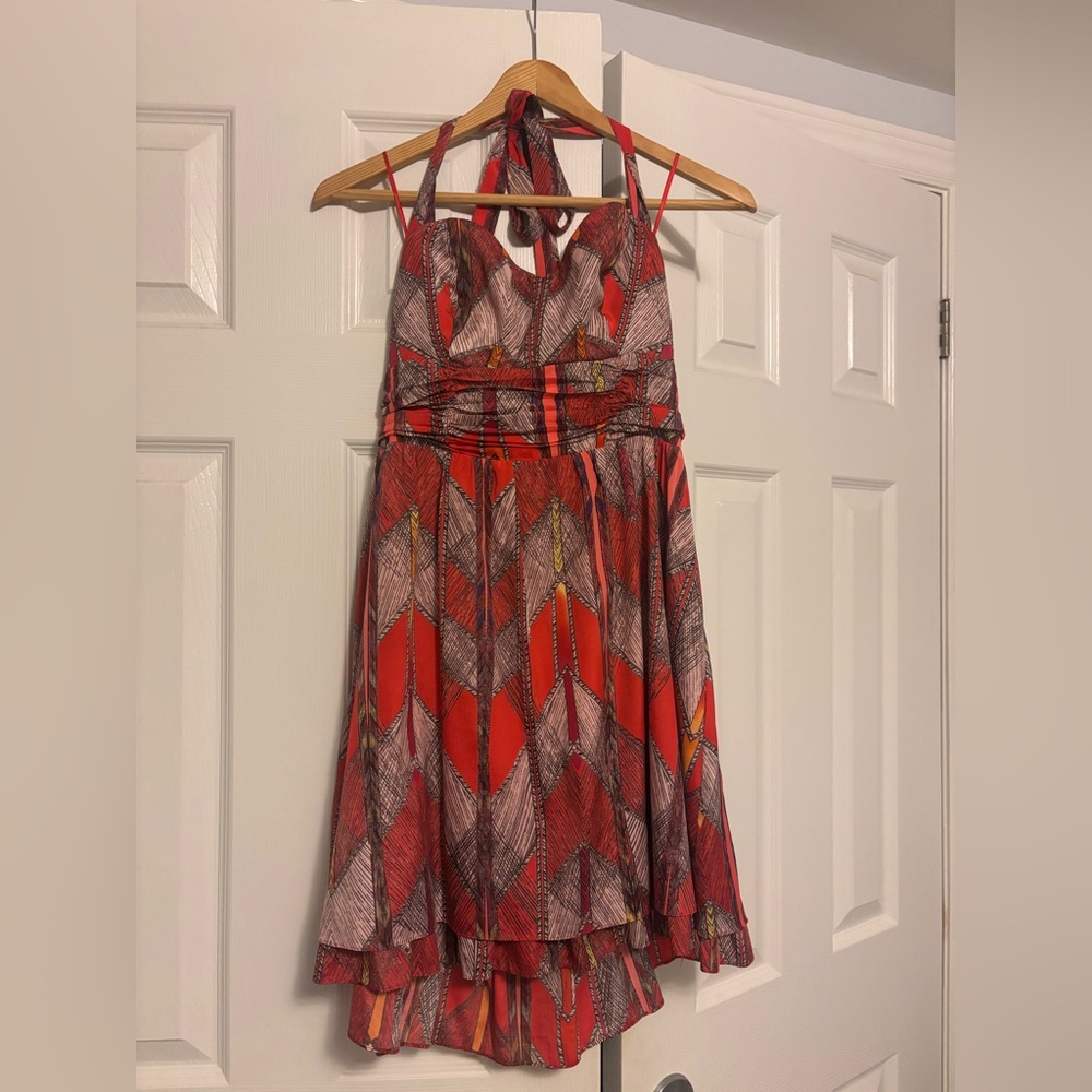 Guess size 6 Red and Orange Halter Dress